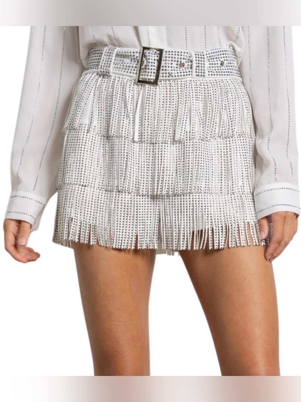 NWT - ChiyeeKiss Womens Sparkle Rhinestone Fringe Skirt